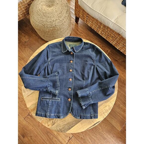 Ralph Lauren LRL Denim Jean Jacket Women's 12 Flared Sleeves Preppy Retro - Picture 1 of 11